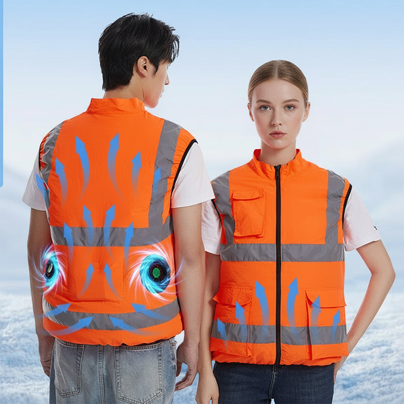 Gilet Rafraîchissant avec Ventilateurs et Bandes Réfléchissantes