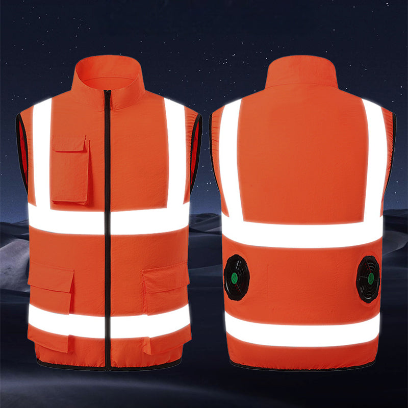 Gilet Rafraîchissant avec Ventilateurs et Bandes Réfléchissantes