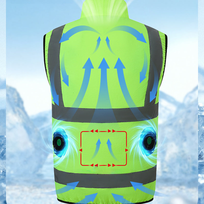 Gilet Rafraîchissant avec Ventilateurs et Bandes Réfléchissantes